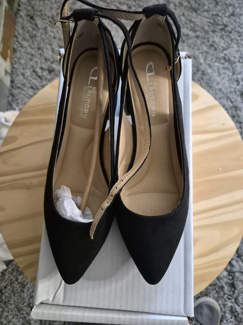 CL by Laundry Black Ankle-Strap Block Heel Pump